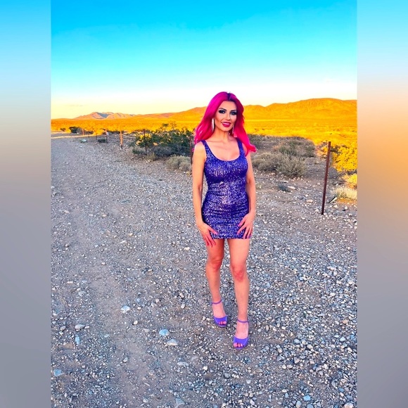 FASHION Nova Purple Sequin Mini Dress Petite XS - Picture 2 of 10